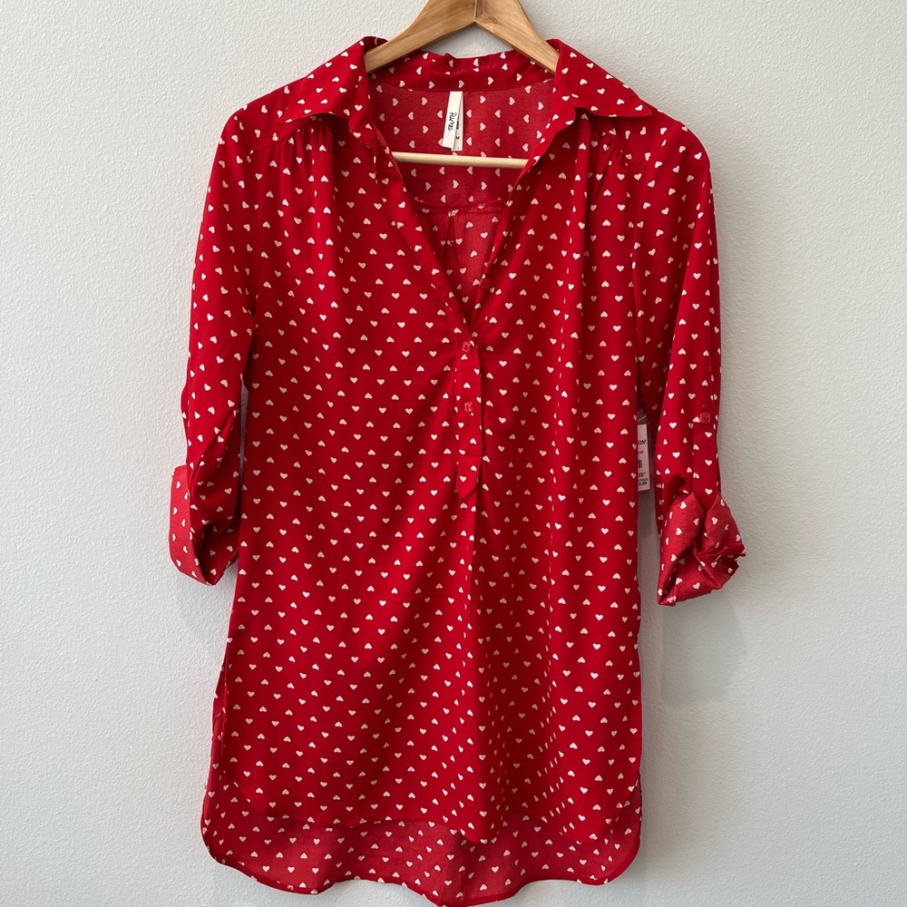 Red with White Hearts Blouse